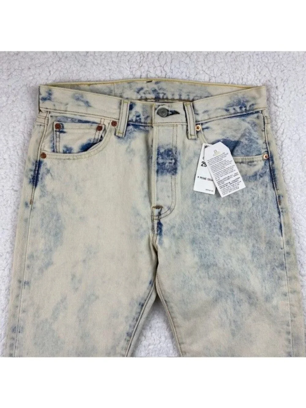 Levi's 501 Bleached Denim Jeans Men's 29x32 Straight Leg Button NWT 00501-2056